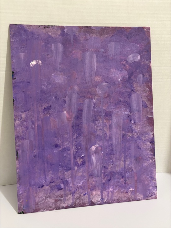 Other - “Purple‎ Disaster” Abstract Acrylic Purple Canvas Art